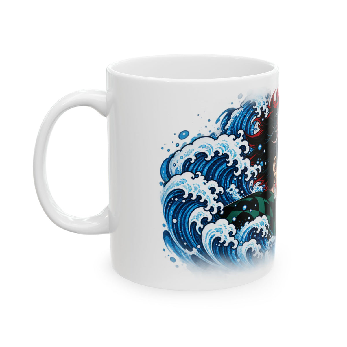 Anime Character Ceramic Mug — Water & Flame Samurai Design (11oz/15oz)
