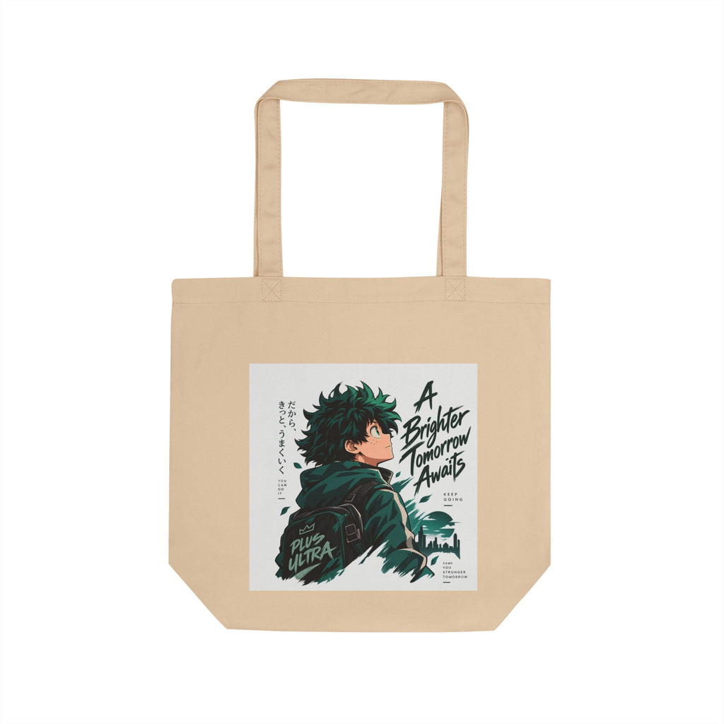 Anime Inspired “Small Steps Big Changes” Eco Tote Bag Design – Motivational Hero Art