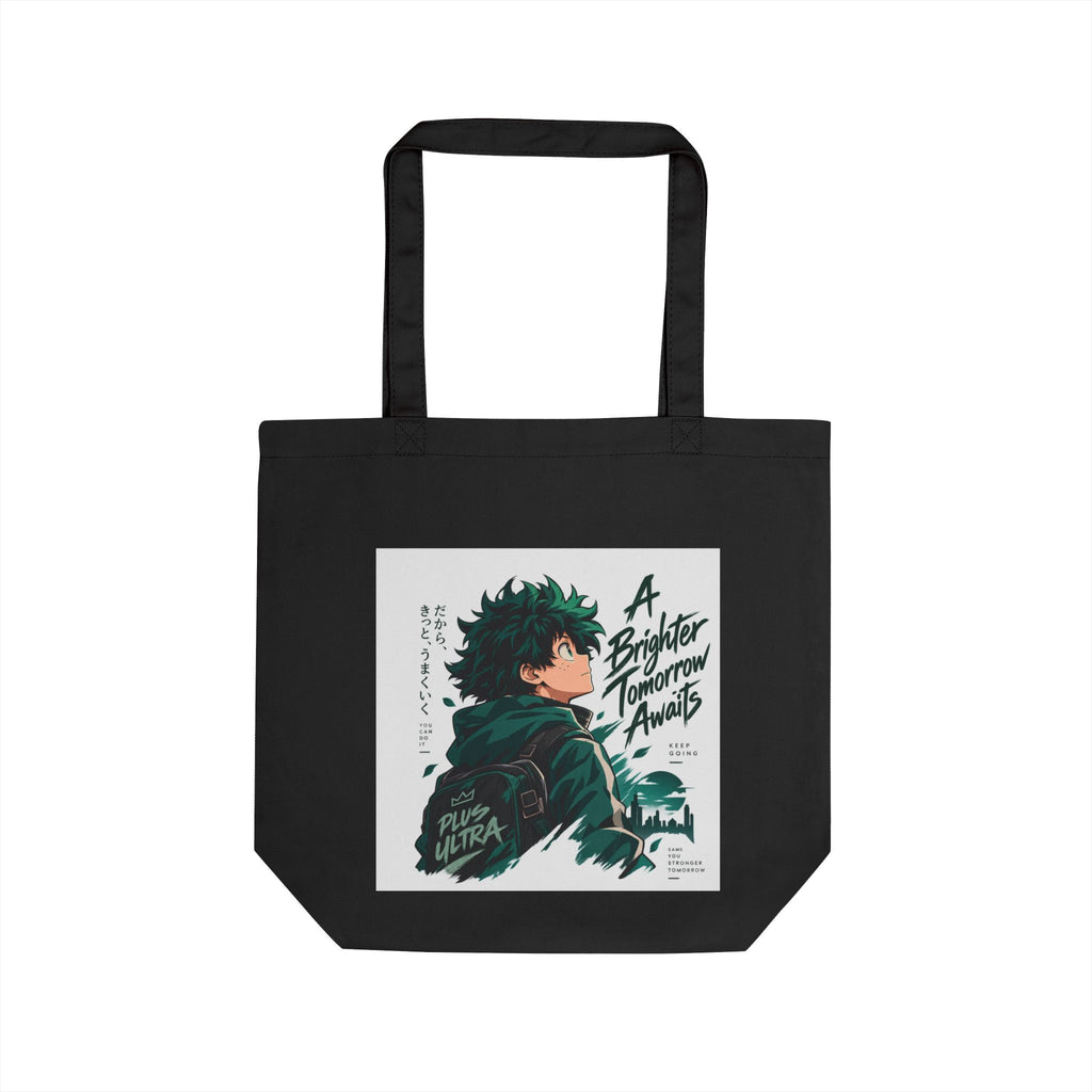 Anime Inspired “Small Steps Big Changes” Eco Tote Bag Design – Motivational Hero Art