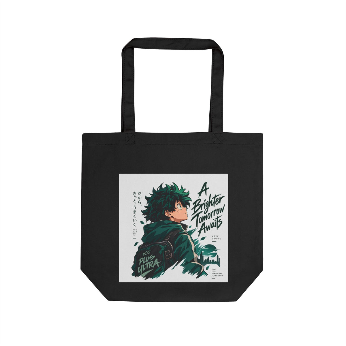 Anime Inspired “Small Steps Big Changes” Eco Tote Bag Design – Motivational Hero Art