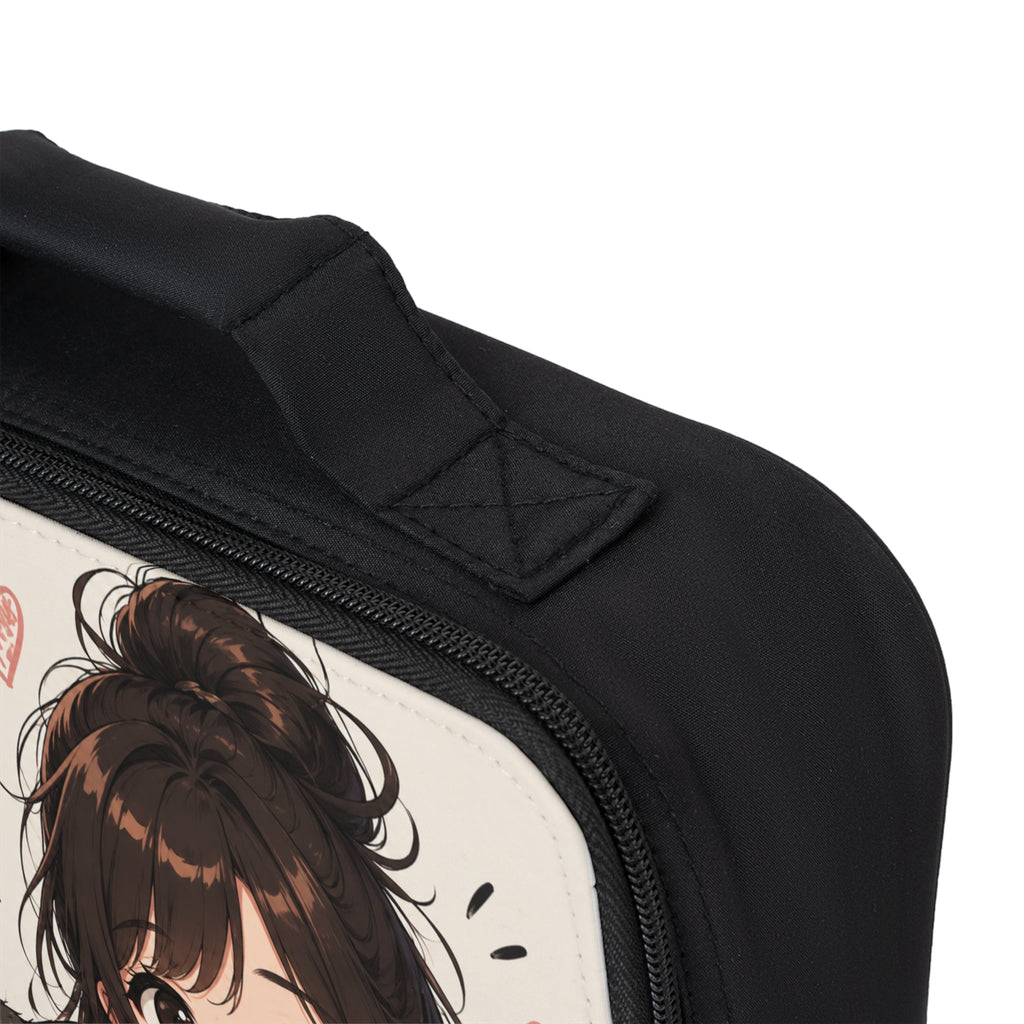Cute Anime Girl & Cat Lunch Bag — "Good Food, Good Mood" Insulated Bento Tote