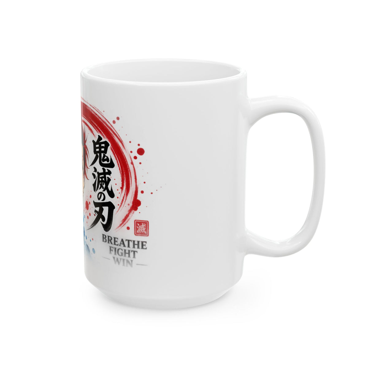 Anime Character Ceramic Mug — Water & Flame Samurai Design (11oz/15oz)