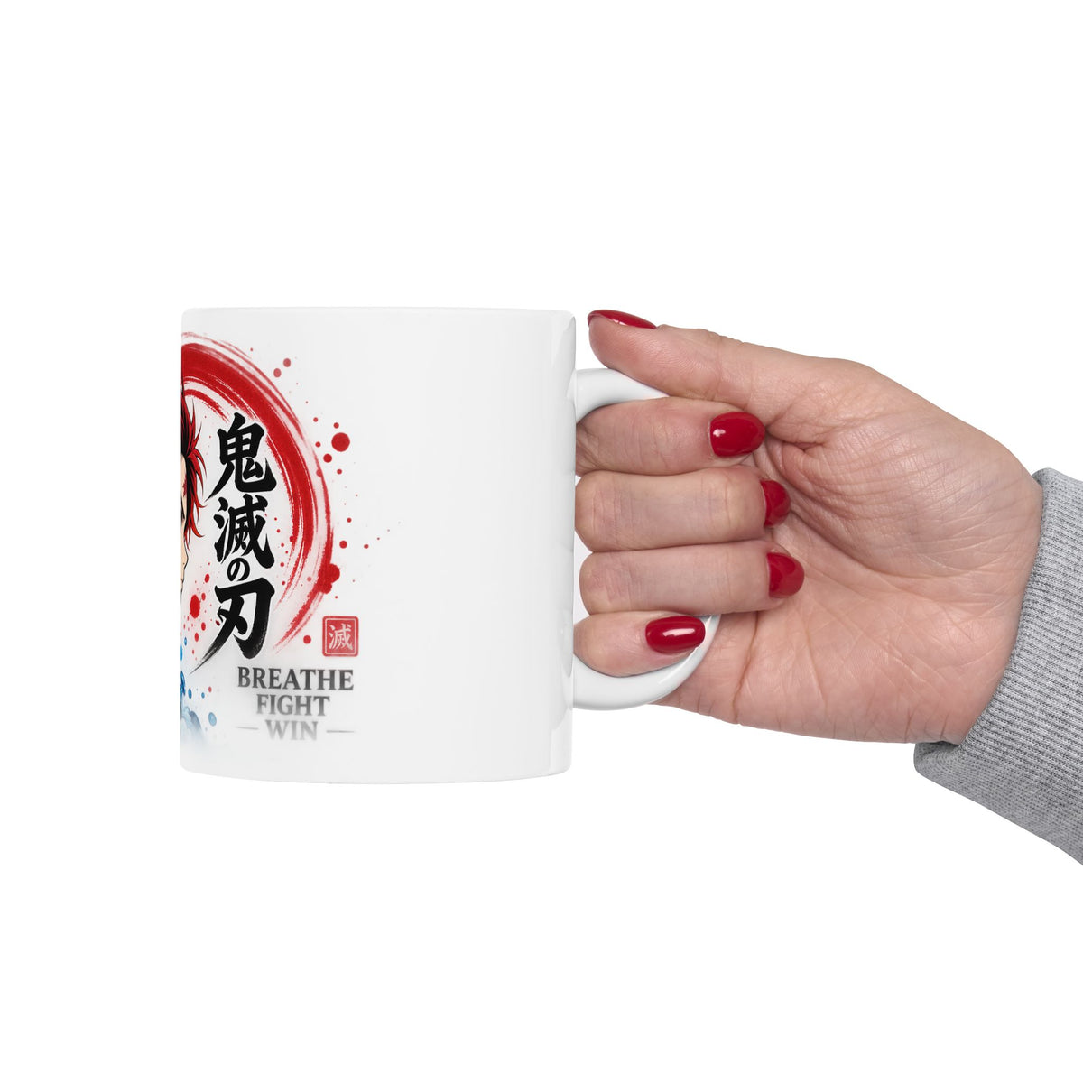 Anime Character Ceramic Mug — Water & Flame Samurai Design (11oz/15oz)