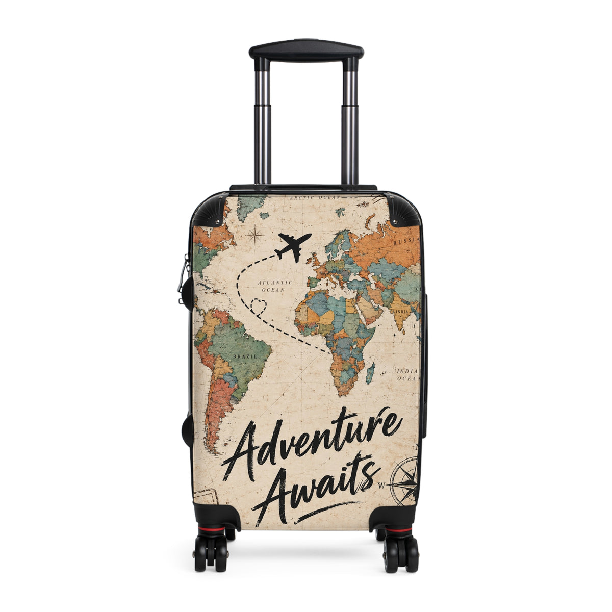 Adventure Awaits World Map Travel Suitcase